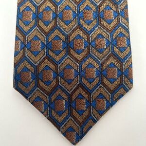 Polifroni Milano Brown Tan Blue 100% Silk Necktie Tie Men's Size One Size
